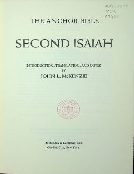 THE ANCHOR BIBLE: SECOND ISAIAH