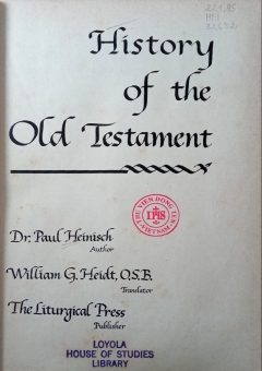 HISTORY OF THE OLD TESTAMENT