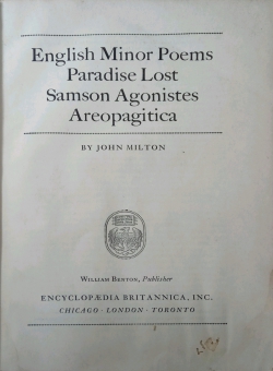 ENGLISH MINOR POEMS PARADISE LOST SAMSON AGONISTES AREOPAGITICA