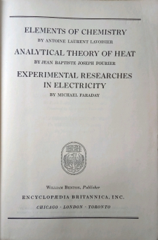 GREAT BOOKS: ELEMENTS OF CHEMISTRY; ANALYTICAL THEORY OF HEAT; EXPERIMENTAL RESEARCHES IN ELECTRICITY