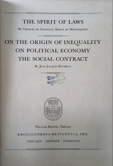 GREAT BOOKS: THE SPIRIT OF LAWS; ON THE ORIGIN OF INEQUALITY; ON POLITICAL ECONOMY; THE SOCIAL CONTRACT