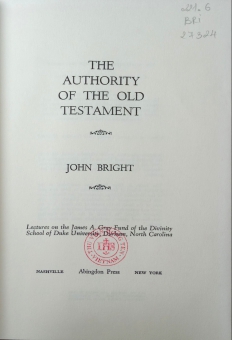THE AUTHORITY OF THE OLD TESTAMENT