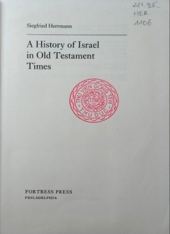 A HISTORY OF ISRAEL IN OLD TESTAMENT TIMES