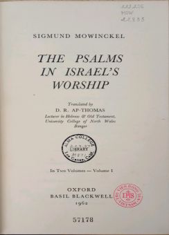 THE PSALMS IN ISRAEL's WORSHIP